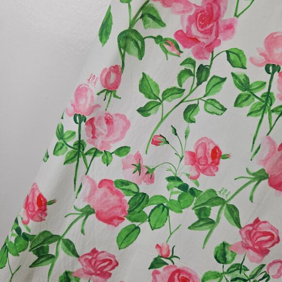 Hill House Mirabel Wrap Roses Print Midi Skirt M White Pink Green Ruffle Floral - Picture 7 of 11